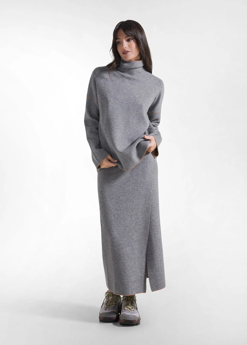 TWO-TONE WRAP SKIRT GREY – AversaForHer