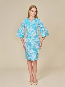 JACQUARD BELL SLEEVE DRESS