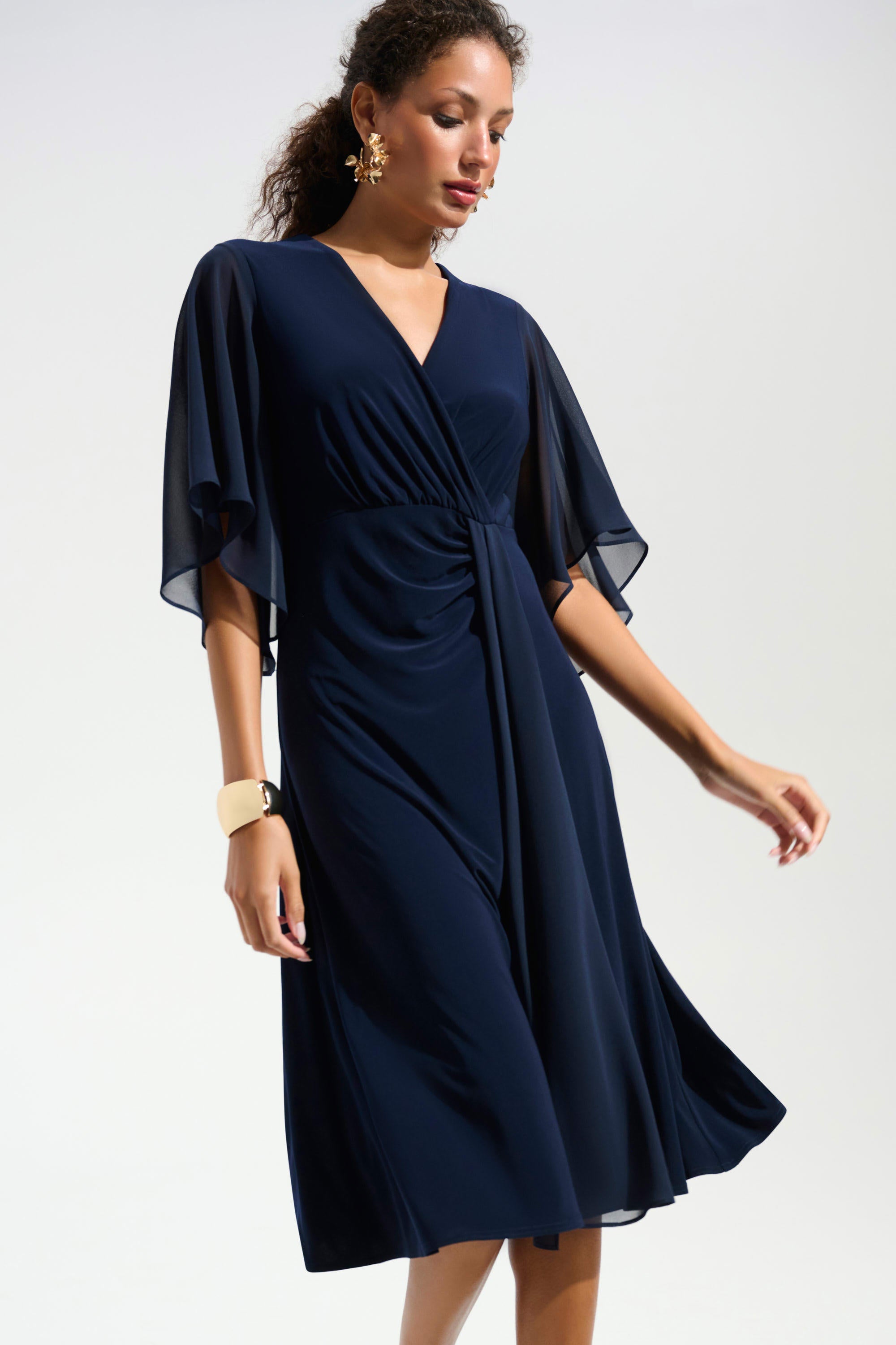 FIT AND FLARE DRESS WITH CHIFFON SASH