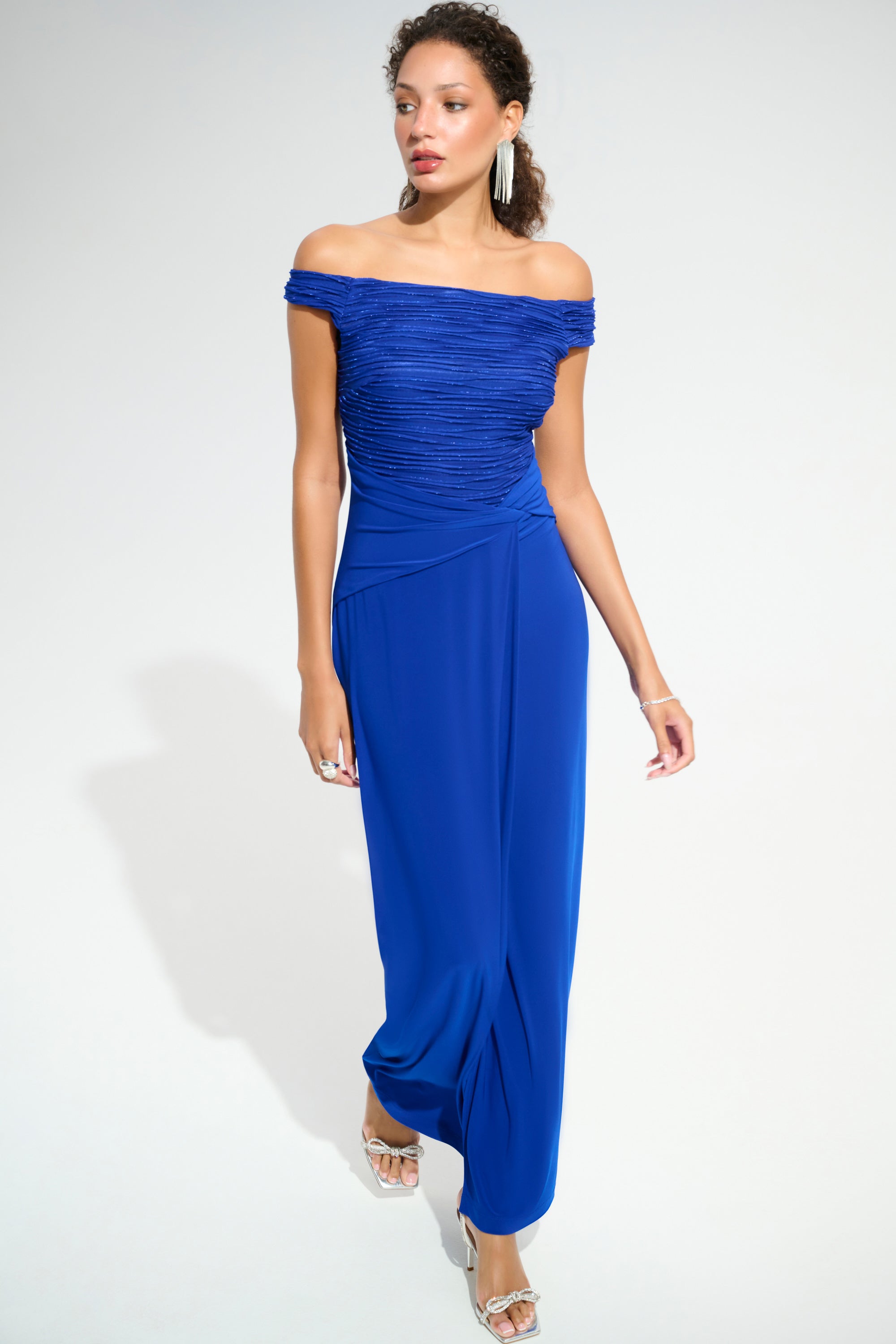CASCADE OFF THE SHOULDER SHEATH GOWN