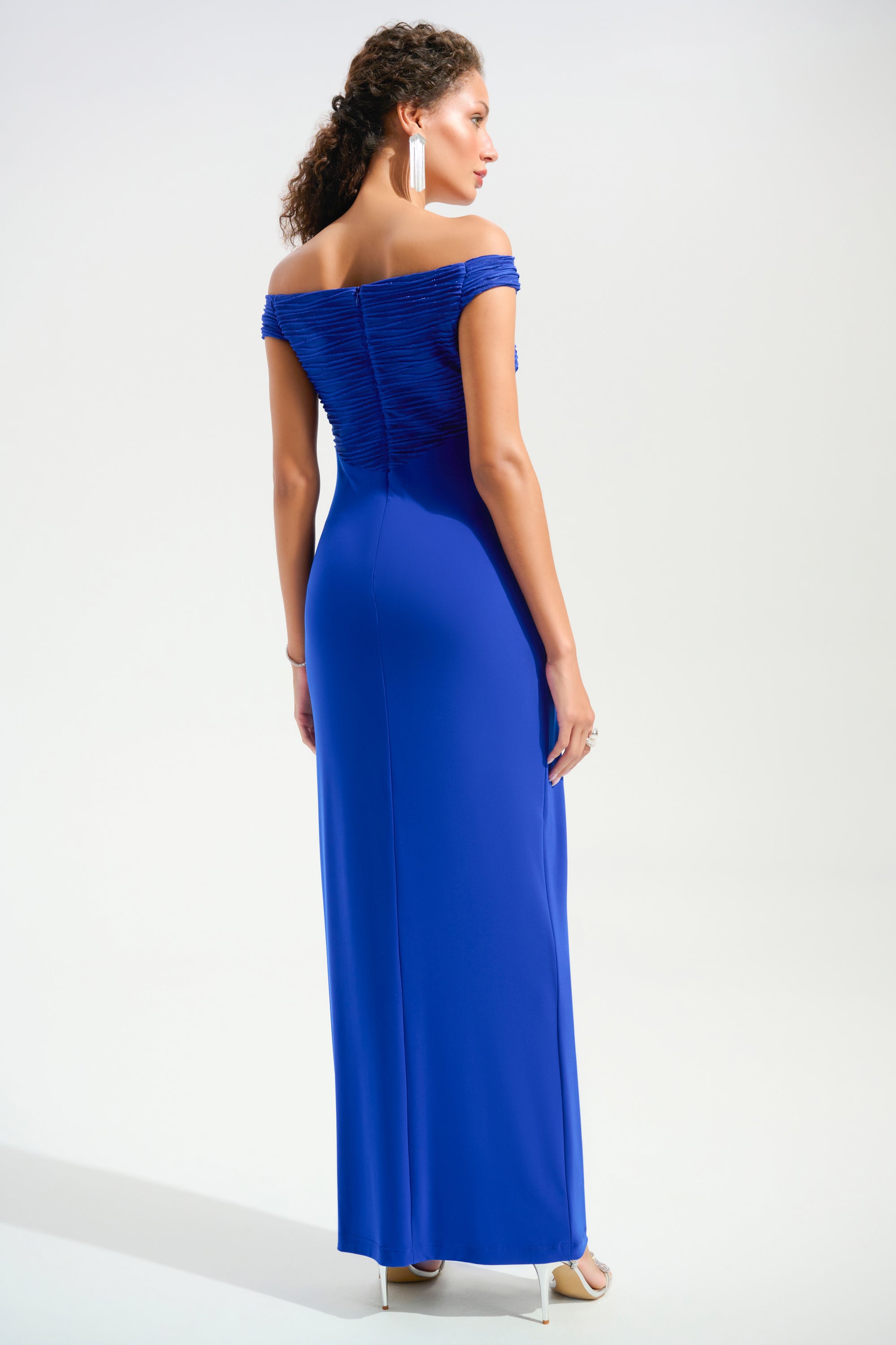 CASCADE OFF THE SHOULDER SHEATH GOWN