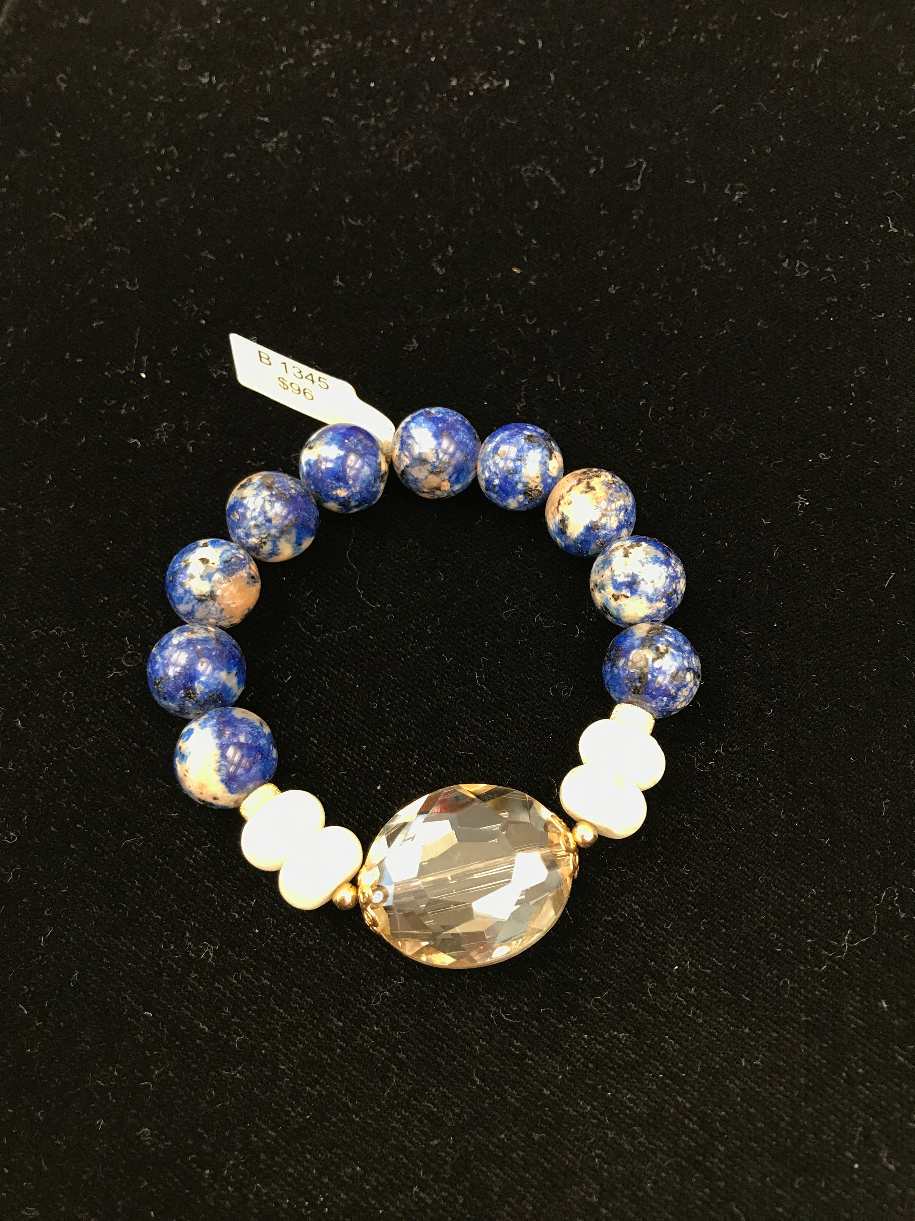 LAPIS AND GLASS BEAD BRACELET