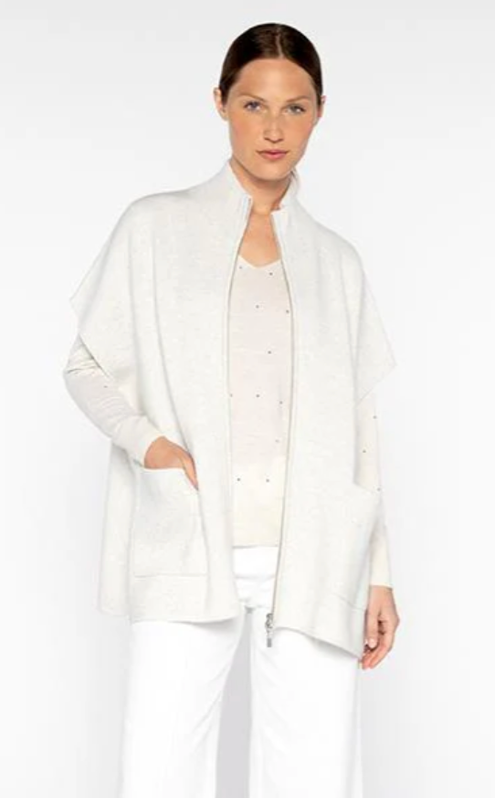 SLEEVELESS ZIP MOCK CARDIGAN