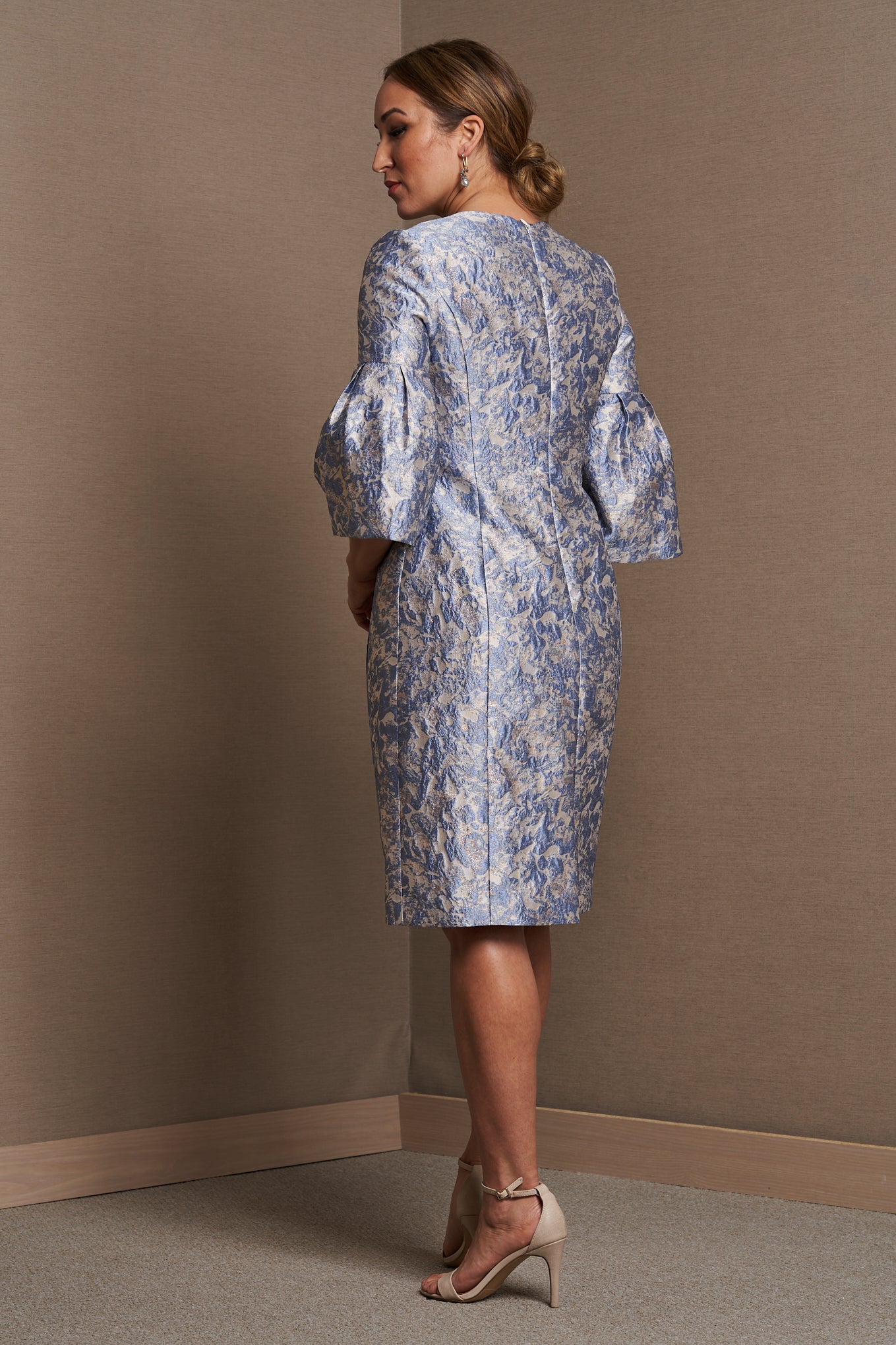 JACQUARD BELL SLEEVE DRESS